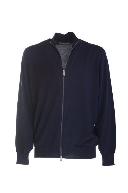 Shop BRUNELLO CUCINELLI  Cardigan: Brunello Cucinelli cardigan blu.
Chiusura con zip a doppio cursore.
Composizione: 100% cotone.
Fabbricato in Italia.. M2900106-CA058